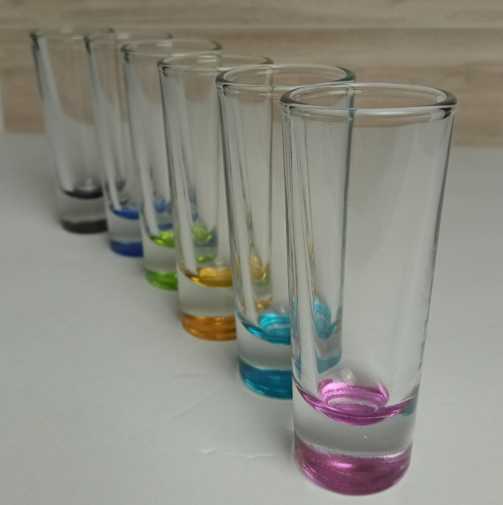 Vintage Crisa Set of 6 Tequila Tall 2 oz. Shot Glasses Multi-Colored